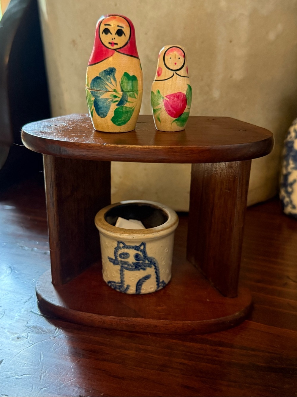 Vintage tiny wood trinket shelf.